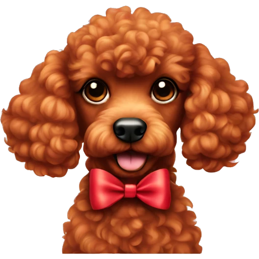 Red poodle with a bow  emoji