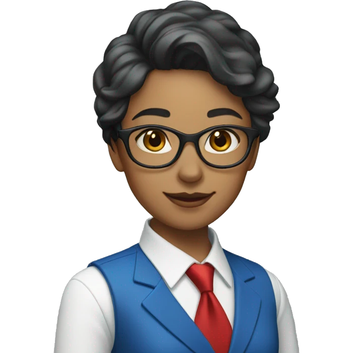 woman in blue suit, white shirt and red tie emoji