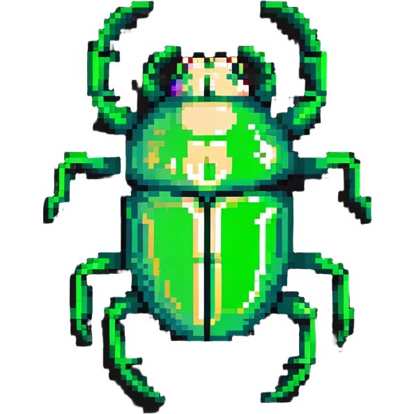 green shiny scarab with a skull as its body emoji