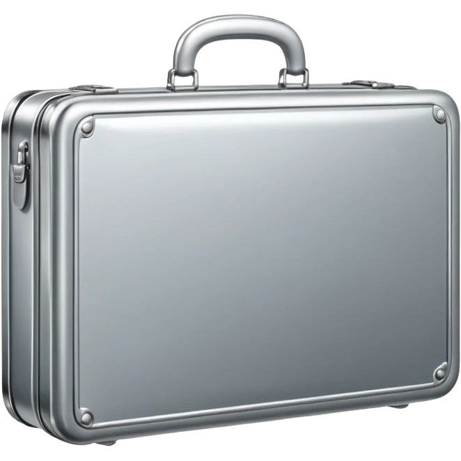 A luxury briefcase emoji made of polished silver chrome, smooth rectangular shape, metallic reflections, minimal high-end design, swag business aesthetic, iOS emoji style, centered, clean white background
 emoji