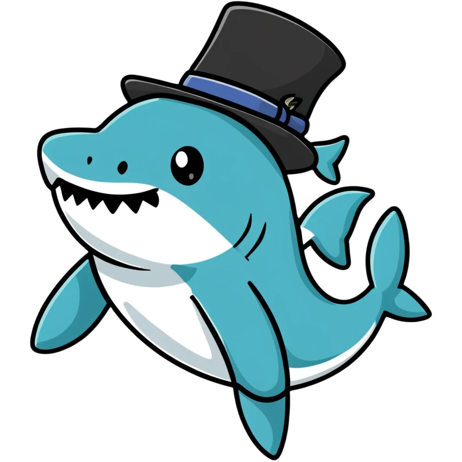 shark wearing a fancy black top hat emoji