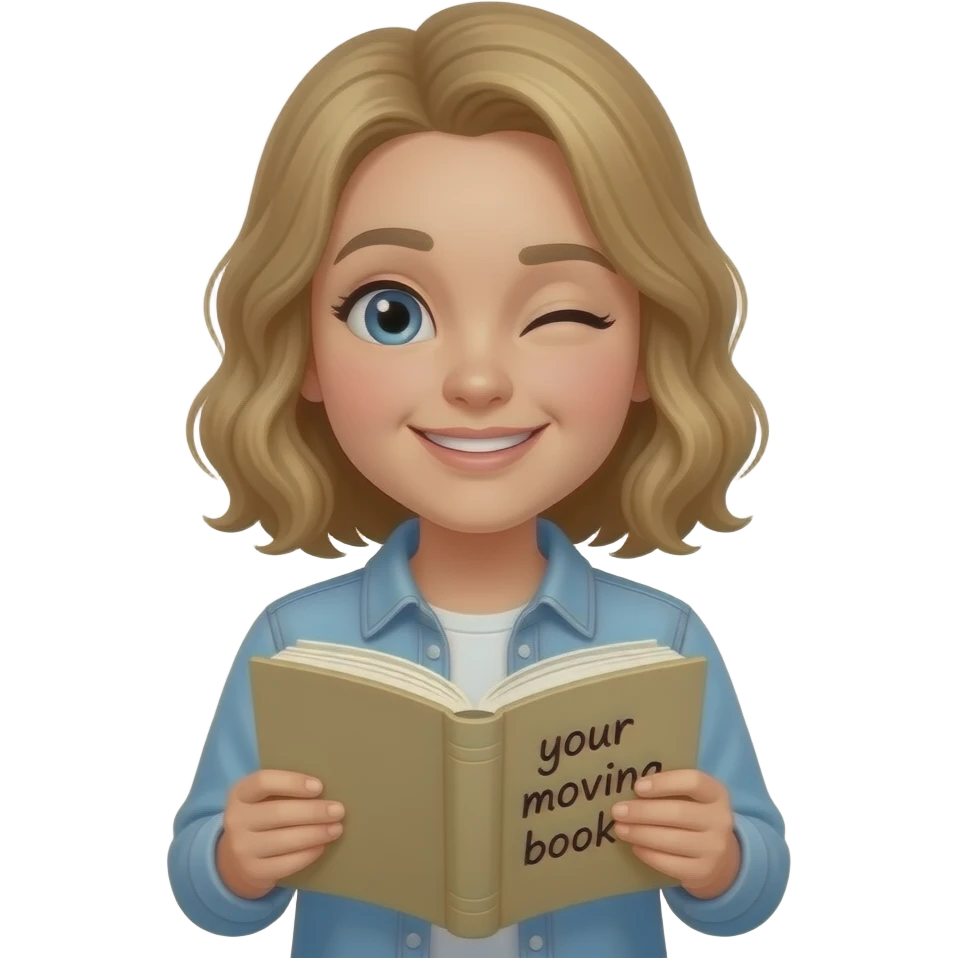 A side eye with a book and writing saying your moving books emoji