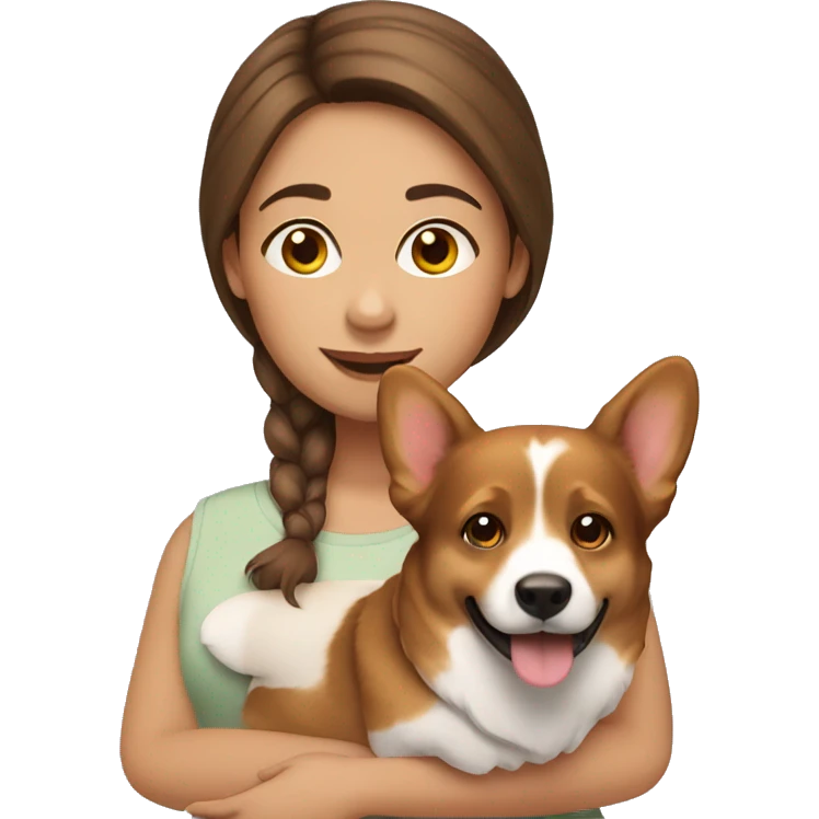 A Brown hair girl with corgi emoji