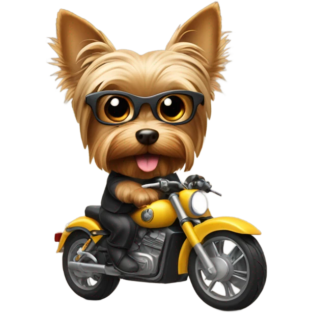 Yorkie with big ears on a motorcycle  emoji