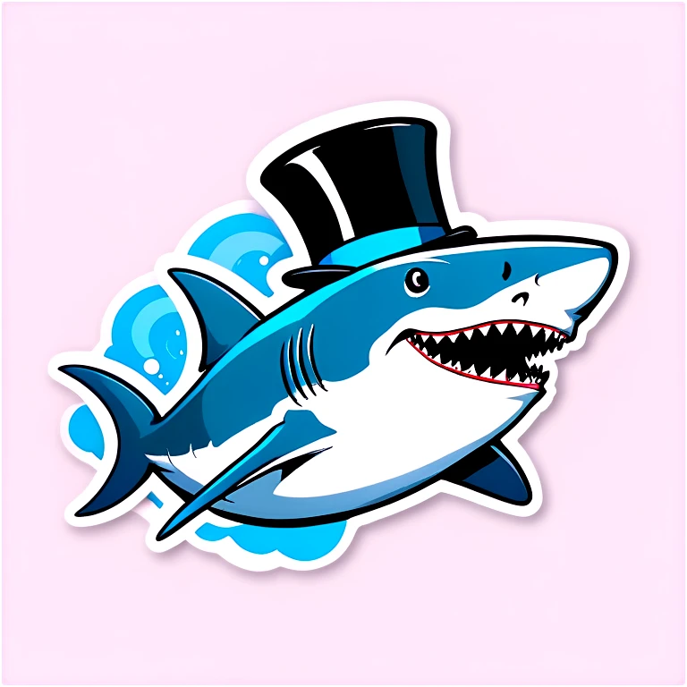 Shark with a top hat emoji