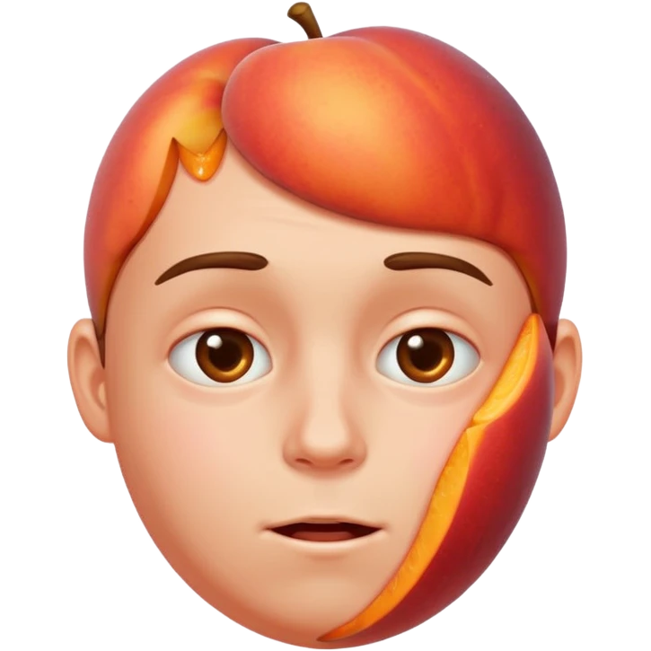 Boy with his face stuck in a juicy peach emoji