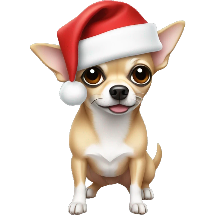 Chihuahua wearing a Santa hat emoji