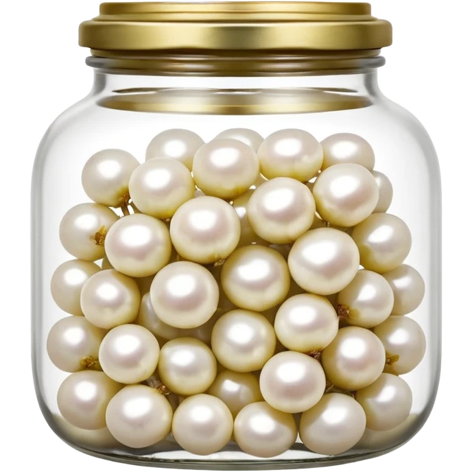 clear glass jar filled with small white pearl onions submerged in clear brine, rounded jar with metal lid, tightly packed contents visible through transparent sides, onions smooth glossy slightly translucent, no label no fork no garnish, closed jar, soft lighting, subtle shadows, emoji scale emoji