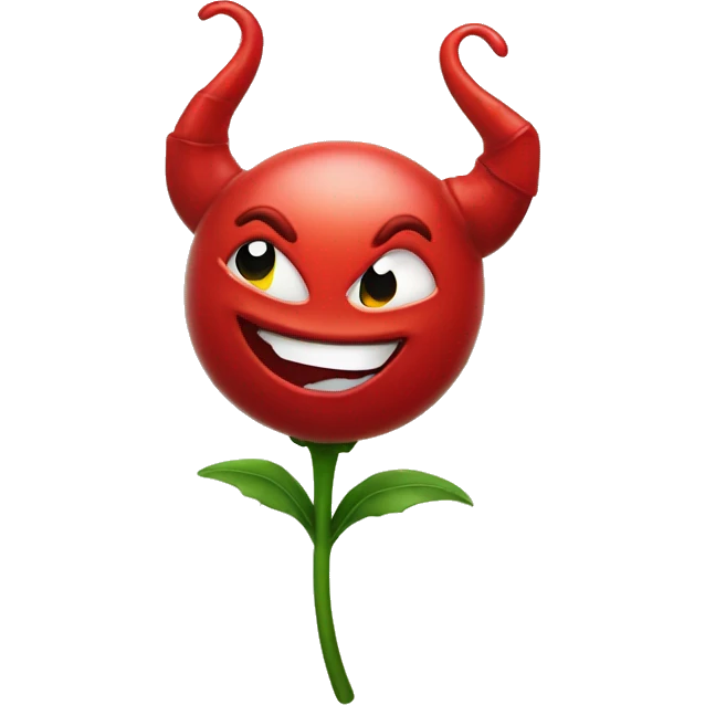 smiling devil emoji winking holding a flower emoji