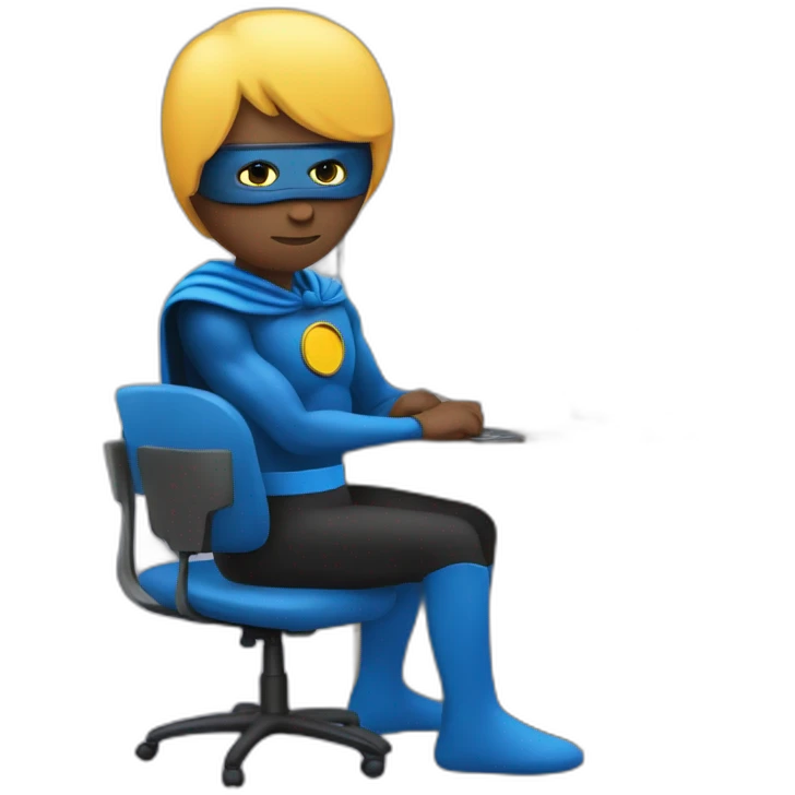 person at computer dressed as superhero emoji