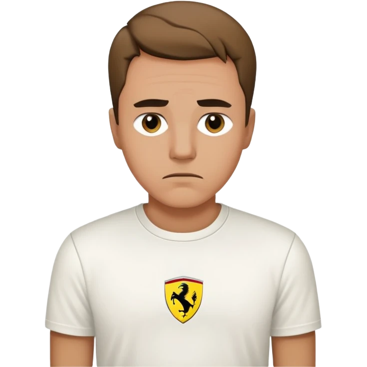 un homme portant un tee shirt ferrari blanc triste  emoji