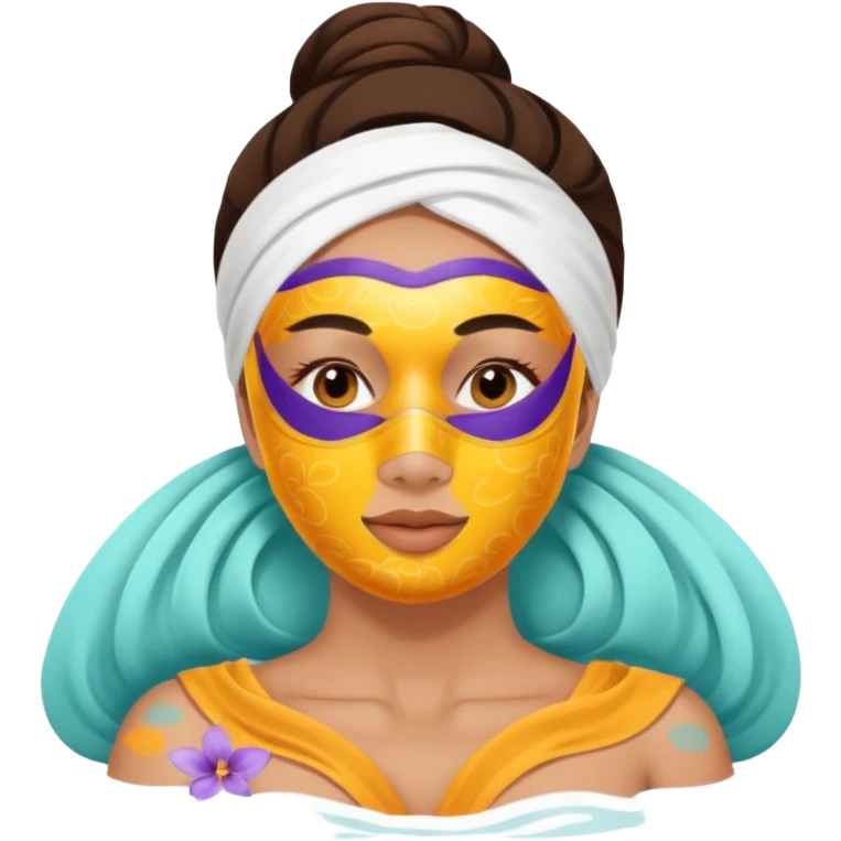 Lady with face mask spa beauty full face relaxing emoji