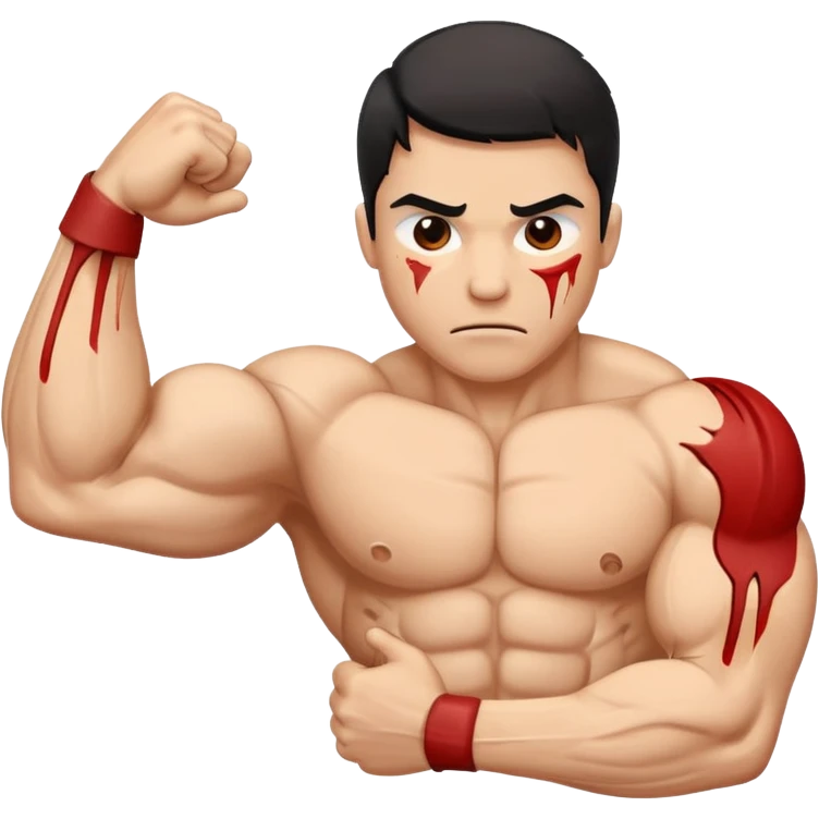 flexed bicep broken with clear visual indication of injury emoji