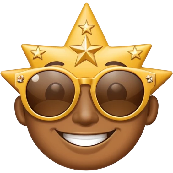 smiling face with star-shaped sunglasses, funky and bold like Bootsy Collins emoji