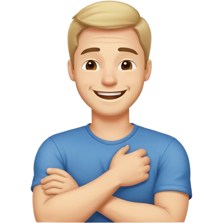 arms crossed holding neck laughing guy emoji