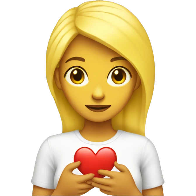 yellow skin yellow hair woman holding in her hand heart emoji