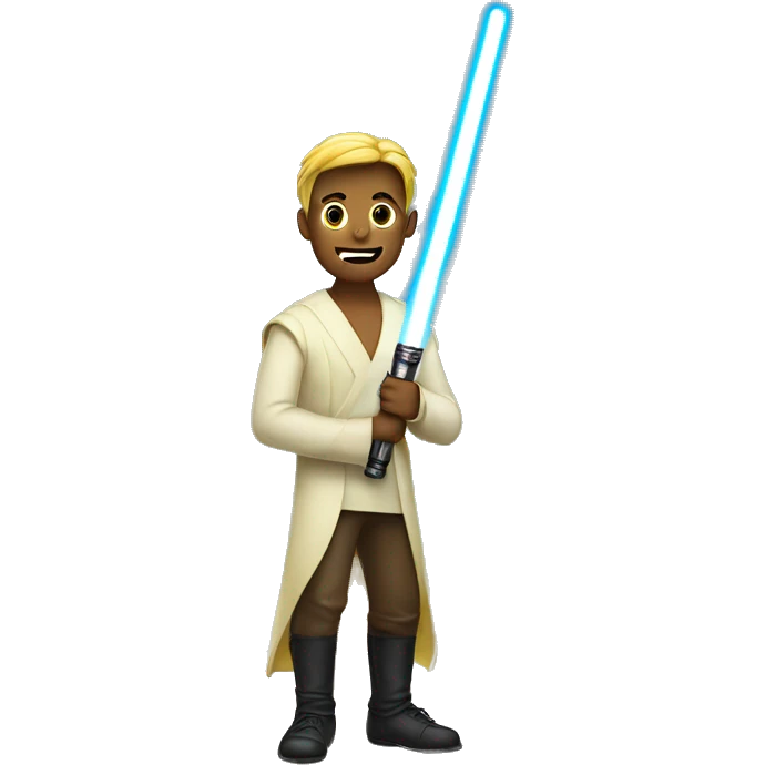 Guy standing on banana holding light saber  emoji