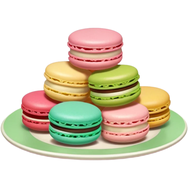 Macarons de colores, café, rosa, blanco y verde emoji