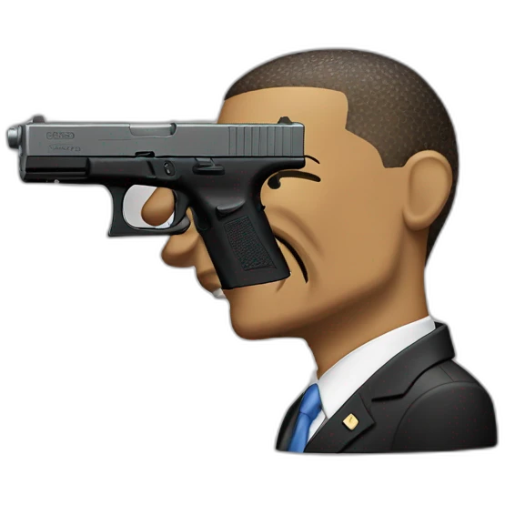 Barrack Obama holding near his head glock 19 emoji