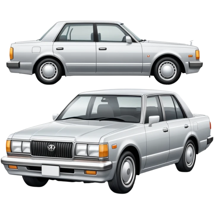 Toyota Crown sedan from the 1980s, boxy design, classic Japanese car emoji