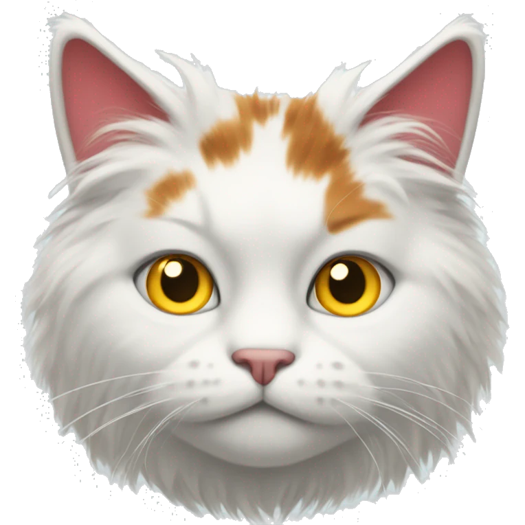  red and white fluffy cat with yellow eyes emoji