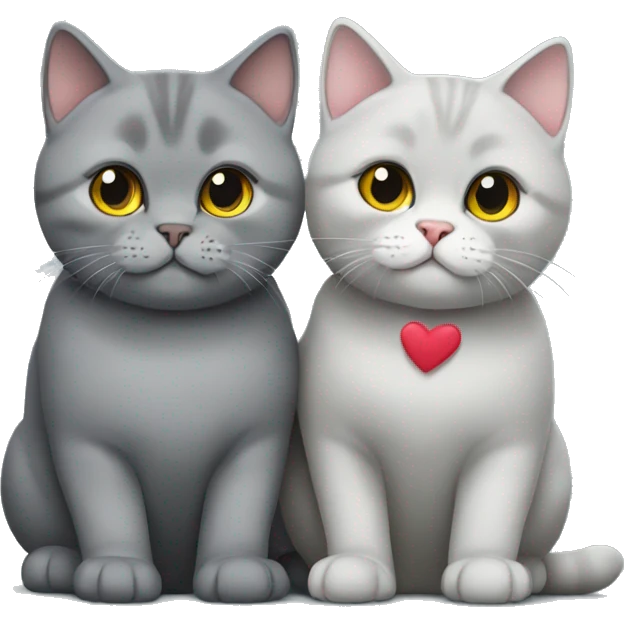 Two Grey british shorthair cats in love emoji