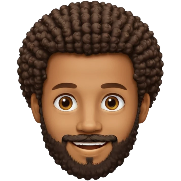 brown skin man with beard and a tiny curly  Afro fade with dark dark brown eyes  emoji