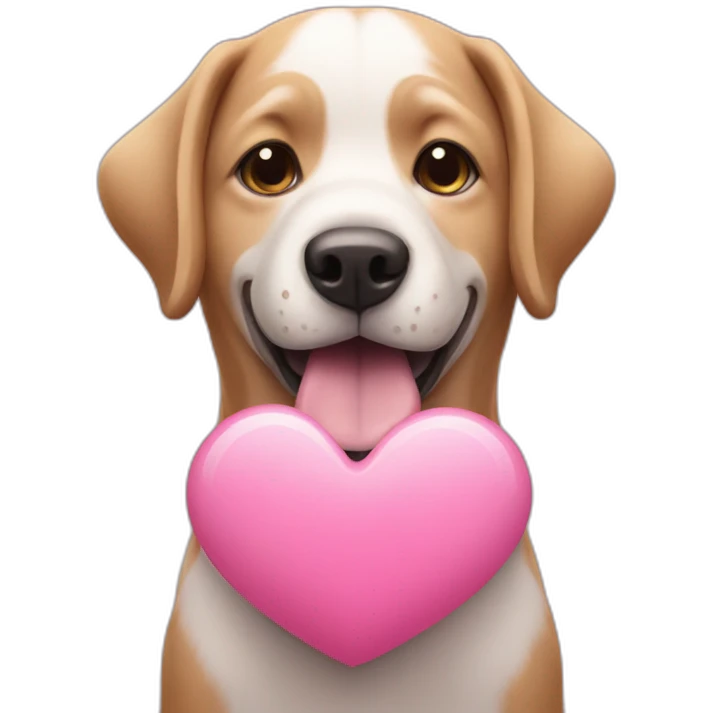 dog holding pink heart icon emoji