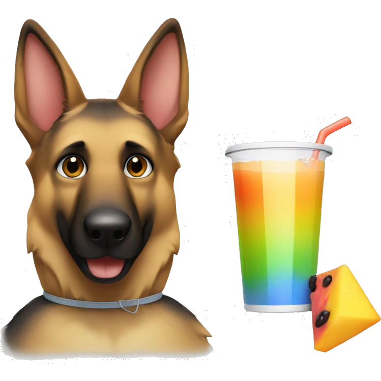 german shepherd fursona character drinking a juice box  emoji