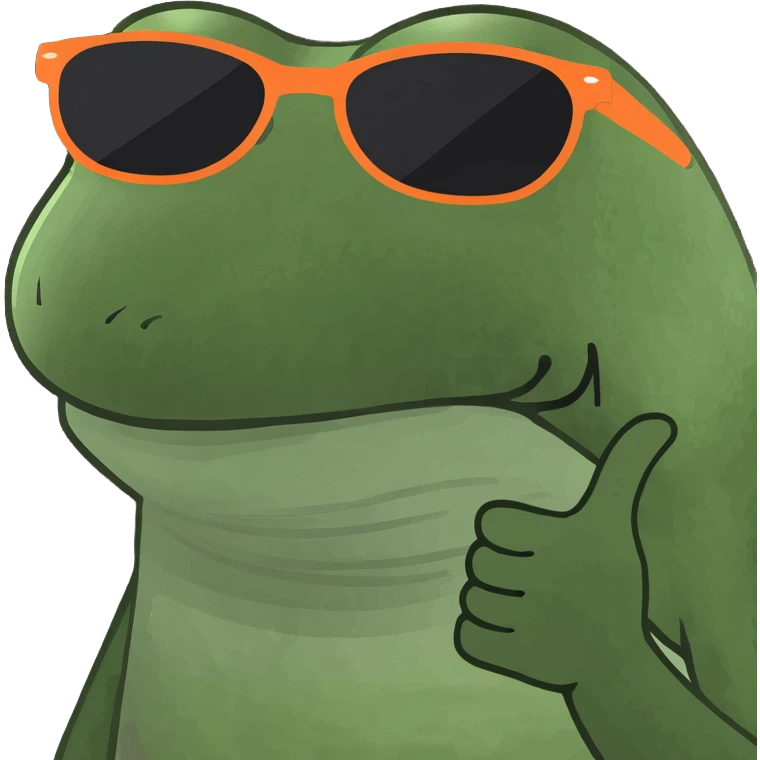 bufo frog meme style, bufo lounging on a beach chair with sunglasses, 'out of office' sign nearby emoji