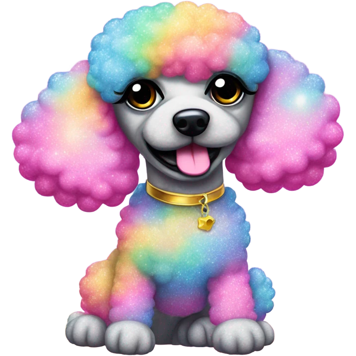 Lisa frank glitter poodle with clouds   emoji