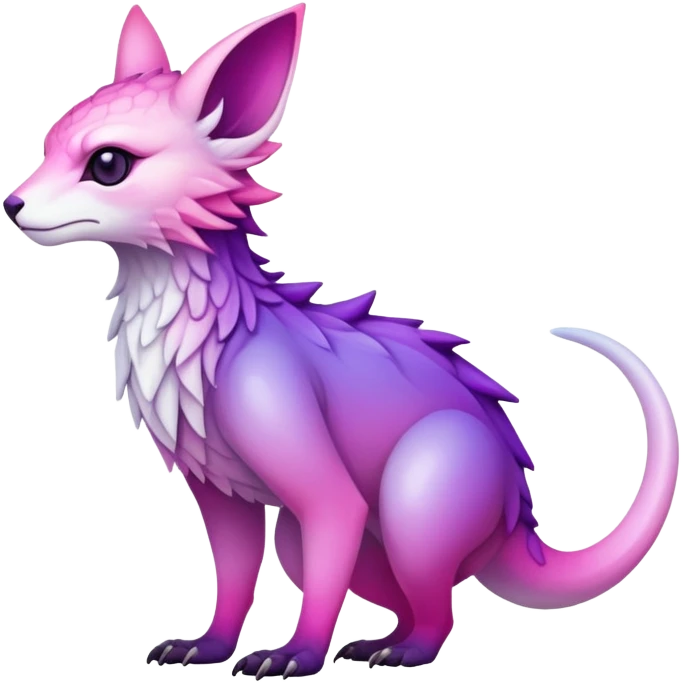 Cool Edgy Purple-pink-white-gradient ethereal badass Fionbri-Vernid-Trico-animal-creature full body emoji