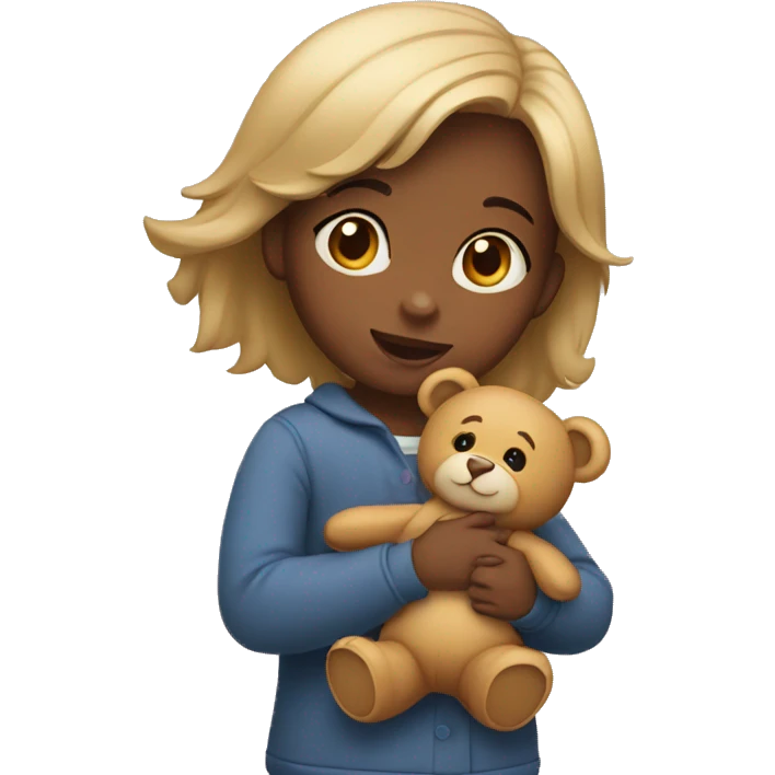 Little girl holding a teddy bear  emoji