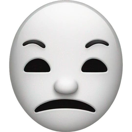 A sad face with a happy face mask emoji