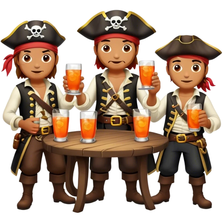 family of pirates drinking aperol emoji