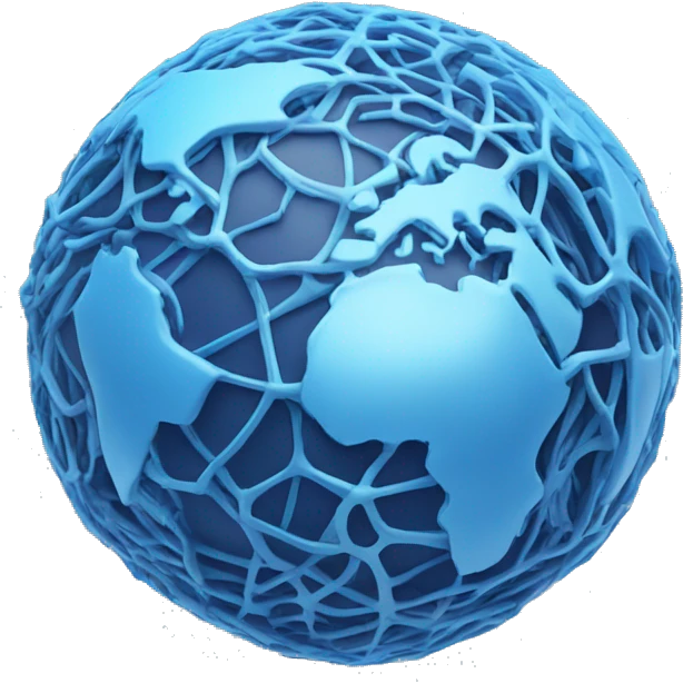 AI neural network, blue globe emoji