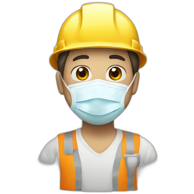 a construction worker in a white medical mask emoji