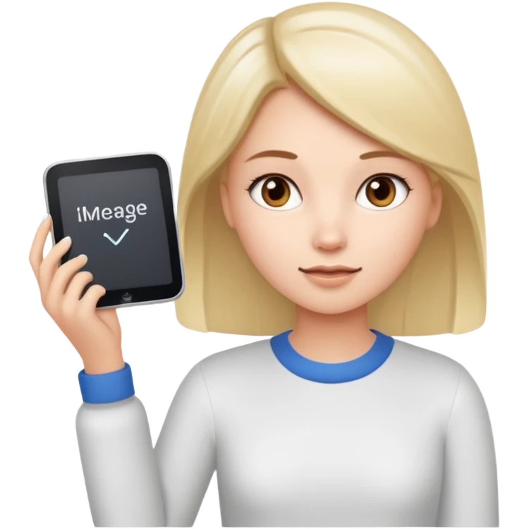 Make an emoji of a girl (no glasses) who is teaching how to use iMessage on a board emoji