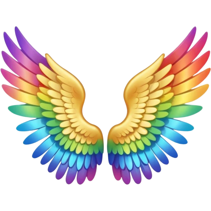  tiny rainbow angel wings. cute tiny left and right rainbow angel wings. Only wings. emoji