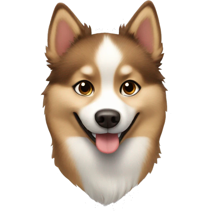 Brown and white Pomsky in the show happy emoji