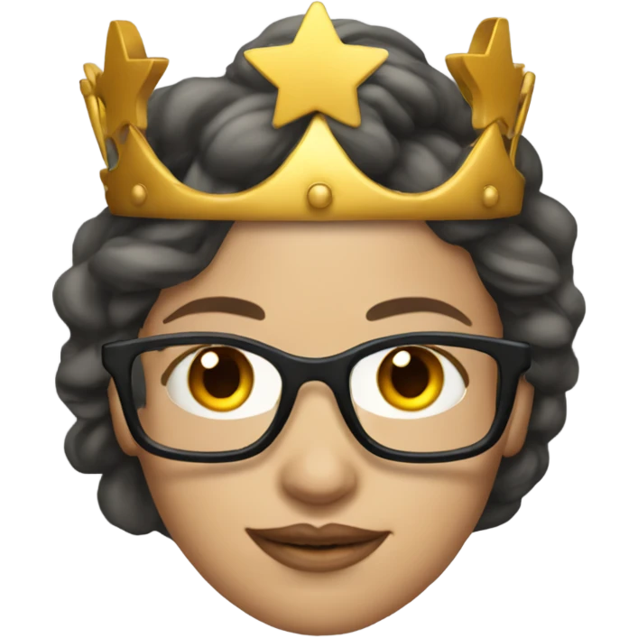 tattooed woman very attractive long hair glasses and wearing a crown emoji