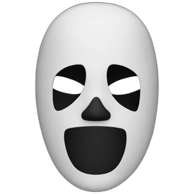 black mask with letters FM on the mask emoji