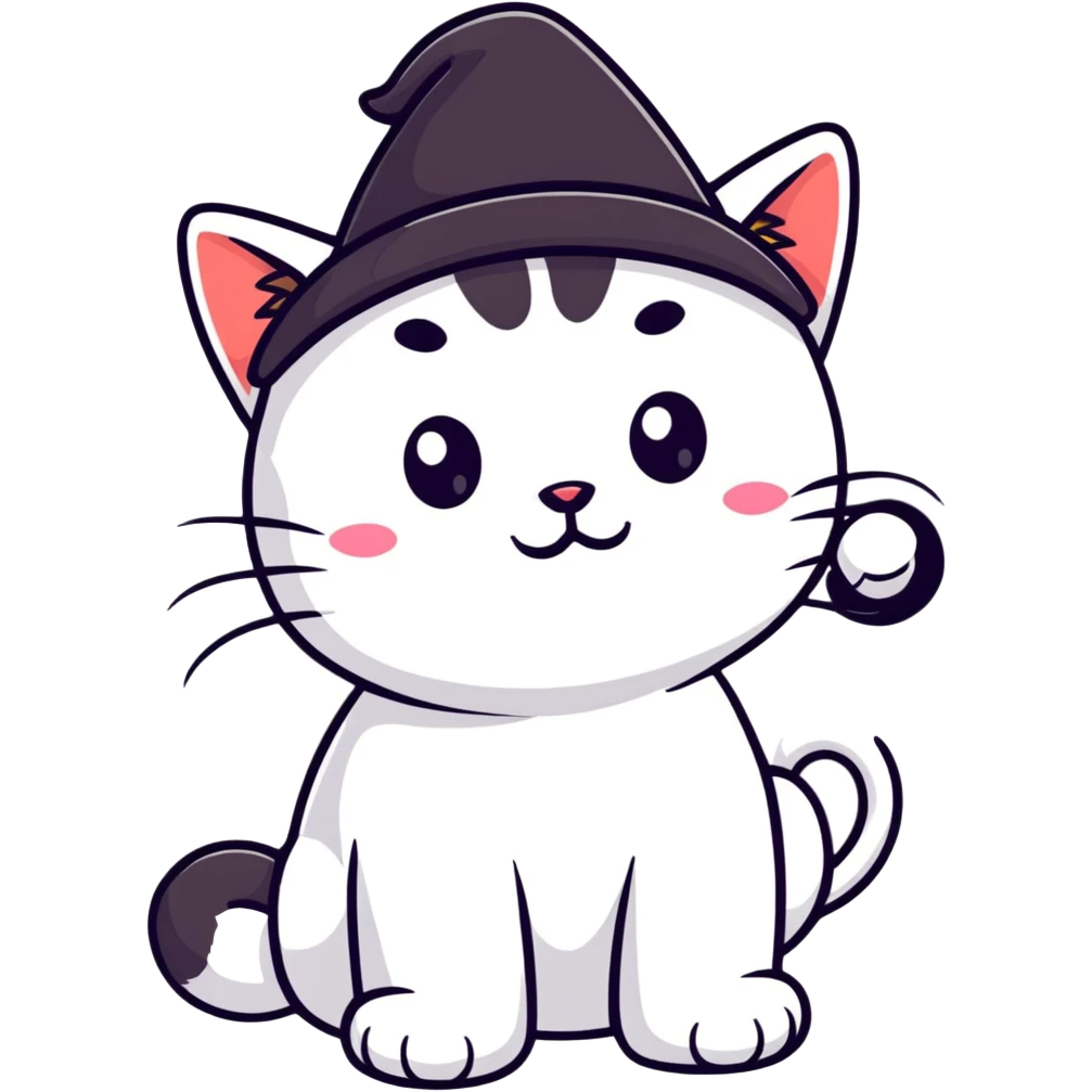 A cat wearing a funny hat emoji