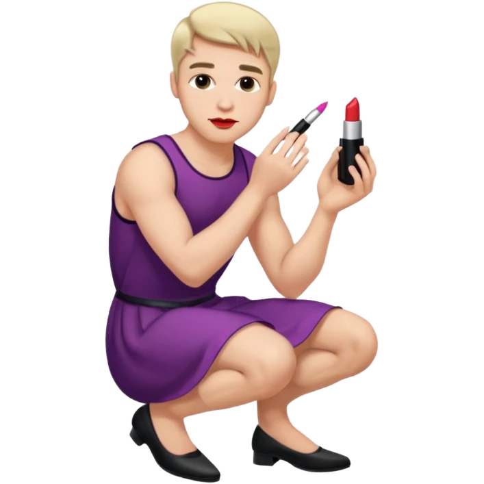Submissive man on knees wearing female clothes emoji