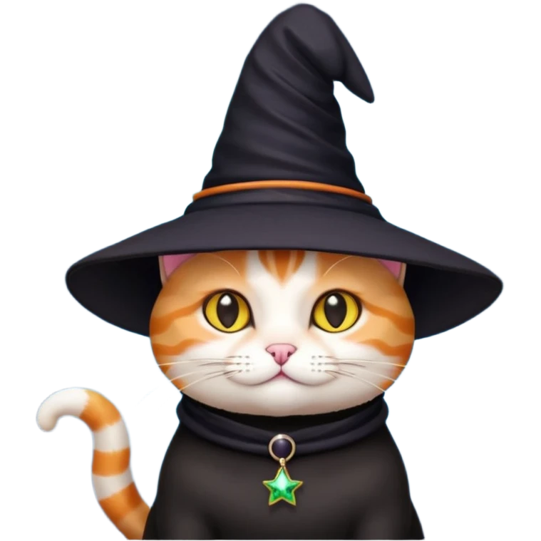 Cat with a witch hat and stars emoji