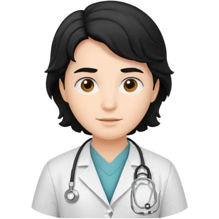 Doctora con cabello ondulado y negro  emoji