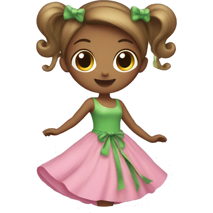 Girl With Long Green And Pink Dress Spinning emoji