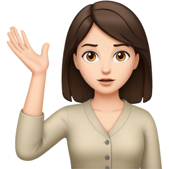 Brunette female shrugging emoji