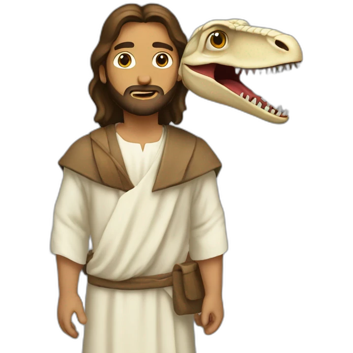 jesus with a velociraptor head emoji