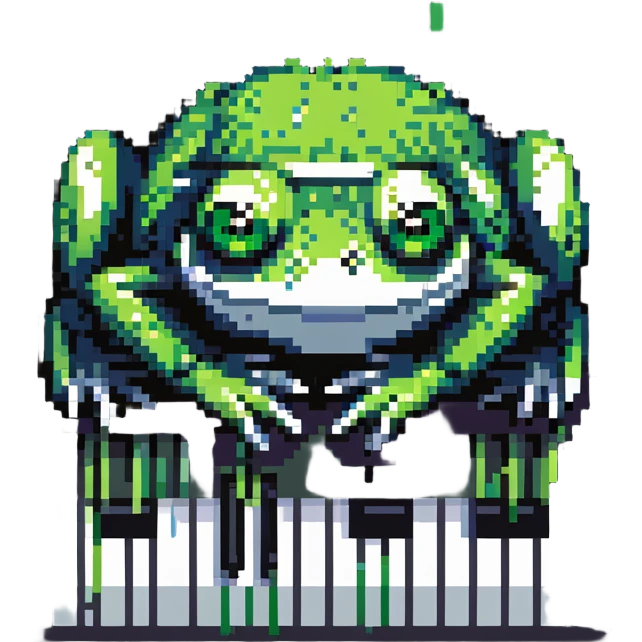 Very sad Pepe the frog meme character coding on computer, tears in eyes, depressed green frog hunched over keyboard, feeling overwhelmed with code emoji